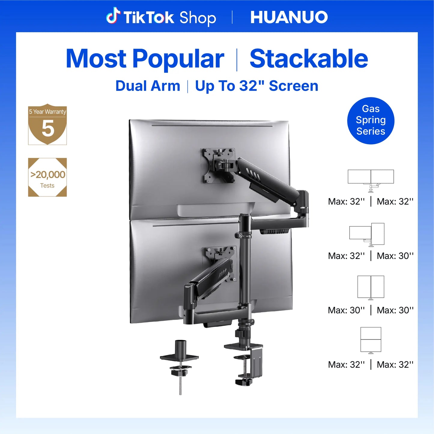 Stackable Dual Gaming Monitor Arm