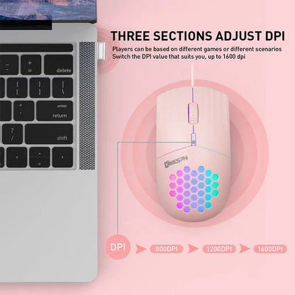 Wired RGB Backlit Honeycomb Shell Gaming Mouse