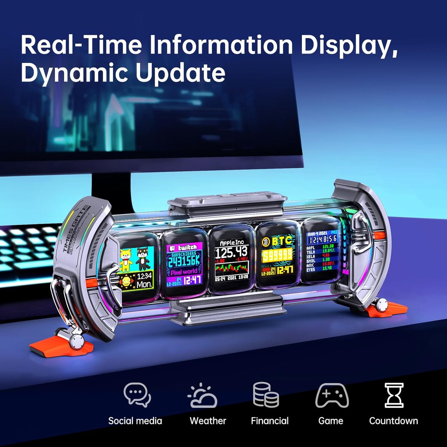 Divoom Times Gate Cyberpunk Desk Clock